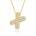 Close-up of golden cross necklace with detailed moissanite pavé setting and O-chain - 45cm / X-s925 Sterling Silver Moissanite Pendant With Chain