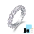 Dettaglio dell'anello eternity in argento 925 con pietre moissanite certificate GRA - Taglia US 5 / Anello in Moissanite + Certificato GRA + Scatola Regalo Squisita