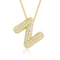 Detailed view of gold-plated 925 silver letter Z pendant with moissanite stones - 45cm / Z-s925 Silver Moissanite Pendant With Chain
