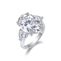 Elegant S925 silver ring featuring an oval-cut moissanite stone in a three-stone design - Size 8 / Moissanite Ring