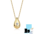 Eleganter 925er Silber Tropfenanhänger in Goldoptik mit glänzendem Moissanit-Stein - Moissanit-Anhänger (Mit Kette) Mit GRA-Zertifikat Und Geschenkbox