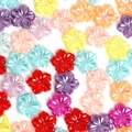 Colorful floral pearlescent ABS plastic beads for DIY jewelry making and nail art - Hole Five-petal Flower Style / 13mm (Approx. 50 Pieces/Pack) / Random Mixed Colors