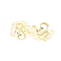 Pair of hollow golden iron flower bead caps for DIY jewelry and hair accessories - Petal Style / 10*4MM (100 Pieces/Pack) / Gold