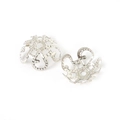 Silver hollow flower bead caps for DIY jewelry making earrings and necklaces - Petal Style / 10*4MM (100 Pieces/Pack) / White Gold