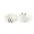 Silver hollow flower bead caps for DIY jewelry making in polished metal finish - Petal Style / 3*17MM (100 Pieces/Pack) / White Gold