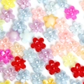 DIY colorful pearlescent flower-shaped ABS resin beads for nail art and jewelry making - Plain Five-petal Flower Style / 11mm (Approx. 50 Pieces/Pack) / Random Mixed Colors