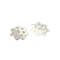 Silver flower bead caps for DIY jewelry making, 8-petal filigree hollow spacer charms - Petal Style / 7mm (500 Pieces/Pack) / White Gold