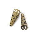 Set of two vintage bronze cone flower bead caps with hollow filigree for DIY jewelry - Tapered Hollow Shape / 8*22MM (100 Pieces/Pack) / Antique Bronze