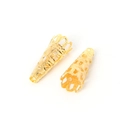 Set of two hollow gold flower bead caps for DIY jewelry and hair stick making - Tapered Hollow Shape / 8*22MM (100 Pieces/Pack) / Gold