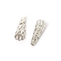 Hollow silver cone flower bead caps for DIY jewelry making and earring components - Tapered Hollow Shape / 8*22MM (100 Pieces/Pack) / White Gold