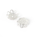 Silver hollow filigree flower petal bead caps for DIY jewelry making and hairpins - Petal Style / 3*14MM (200 Pieces/Pack) / White Gold