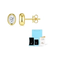 Pendientes de moissanita corte ovalado en plata S925 dorada con certificado y estuche - Ovalado Dorado 4x6mm - Certificado GRA y Caja de Regalo