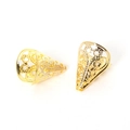 Set of two gold hollow flower bead caps for DIY jewelry and earring making - Tapered Hollow Shape / 14*17MM (50 Pieces/Pack) / Gold