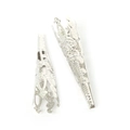 Hollow silver metal long finger protectors with dragon carving for dance costumes - Tapered Hollow Shape / 8*40MM (50 Pieces/Pack) / White Gold