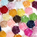 Colorful resin rose flower charms with pearl finish for DIY jewelry and nail art - Rose Style / 18mm (Approx. 20 Pieces/Pack) / Random Mixed Colors