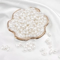 Oval off-white imitation pearls in golden trim dish for DIY jewelry making and crafts - Oval Bead / 6x10mm 100 Pieces/Pack / White
