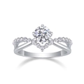 S925 sterling silver ring with round lab diamond and twisted band design in silver - Size 5 / S925 Sterling Silver Inlaid Moissanite Ring - 1 Carat