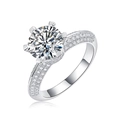 Detail of the six-prong setting and micro-pave diamonds on the S925 sterling silver ring - US Size 5 / Lab-Grown Diamond Ring (1 Carat)