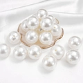 Set of premium round white imitation pearls with pre-drilled holes for DIY jewelry making - Round Shape / 25mm 5 Pieces/Pack / White