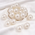 Polished cream beige large round ABS imitation pearls with holes for DIY jewelry - Round Shape / 22mm 5 Pieces/Pack / Beige
