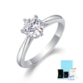 Classic silver engagement ring with round lab-grown diamond and GRA certificate - US Size 5 / 1 Carat Moissanite Ring (With Certificate & Gift Box) / Silver