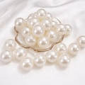 Glossy white ABS imitation pearls with smooth finish and pre-drilled holes for DIY jewelry - Round Shape / 20mm 10 Pieces/Pack / Beige