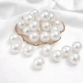 Loose beige ABS polished imitation pearls for DIY jewelry making in a shell tray - Round Shape / 18mm 10 Pcs/Pack / White