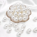 Lustrous white ABS imitation pearl beads for DIY jewelry making in elegant shell tray - Round Shape / 14mm 20 Pieces/Pack / White
