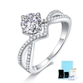 Round cut lab diamond S925 silver ring with criss-cross band and GRA certificate - Size 5 / Moissanite 1 Carat (With GRA Certificate & Gift Box)