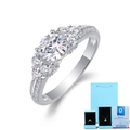 Three-stone lab diamond ring in S925 silver with elegant gift box and certificate - US Size 5 / Lab-Grown Diamond Ring - 1 Carat - NGTC Certificate - Gift Box