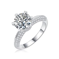 Elegant S925 sterling silver ring with a round lab diamond and six-prong crown setting - US Size 5 / Moissanite Ring - 1 Carat