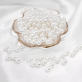 Loose white irregular imitation pearls on gold-edged shell tray for DIY jewelry making - Round Shape / 8mm 100 Pcs / White
