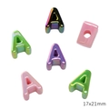 Rainbow iridescent 17x21mm acrylic alphabet A beads for DIY jewelry making sets - Letter A (Iridescent)