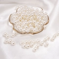 Polished beige ABS loose round faux pearls with pre-drilled holes for DIY jewelry - Round Shape / 8mm 100 Pcs / Beige