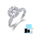 S925 Silber Moissanit Ring mit floraler Fassung und passendem Schmuck-Geschenkbox-Set - US Größe 5 / Moissanit-Ring Mit GRA-Zertifikat Und Geschenkbox (Zwei Karat)