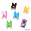 Chameleon finish acrylic letter H beads for DIY jewelry making, size 16x21mm, set of 6 - Letter H (Iridescent)