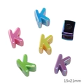 Colorful 15x21mm AB coated acrylic letter K beads for DIY jewelry making kits - Letter K (Iridescent)
