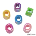 DIY acrylic AB coated rainbow beads 18x21mm with large holes for jewelry making - Letter O (Iridescent)