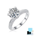 S925 sterling zilveren ring met lab diamant, zes-klauw zetting en GRA certificaat - Ring Van S925 Sterling Zilver Met 3 Karaat Moissanite + Gra/nationaal Edelsteencertificaat + Geschenkdoos / US Maat 5