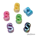 Iridescent letter S acrylic beads for DIY jewelry making in multi-color 14x20mm set - Letter S (Iridescent)