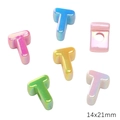 Iridescent 14x21mm acrylic T-letter beads for DIY bracelet and necklace making - Letter T (Iridescent)