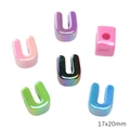 Colorful 17x20mm acrylic letter U beads with pearlescent finish for DIY jewelry - Letter U (Iridescent)