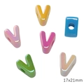 Colorful acrylic V-shaped and rectangular letter beads with AB rainbow iridescent coating - Letter V (Iridescent)
