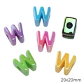 20x20mm colorful acrylic letter W beads with iridescent finish for DIY jewelry - Letter W (Iridescent)