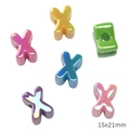 Acrylic alphabet letter X beads in gradient rainbow colors for DIY jewelry making 15x21mm - Letter X (Iridescent)