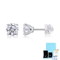 925 sterling silver four-claw diamond stud earrings with GRA certificate and gift box - 925 Silver / Moissanite Studs (1 Carat) With GRA Certificate and Gift Box
