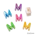 Colorful AB coated acrylic alphabet letter M beads for DIY jewelry making 21x21mm - Letter M (Iridescent)