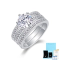 Three-piece S925 sterling silver moissanite ring set with GRA certificate and gift box - US Size 5 / Silver Style (With Gift Box)