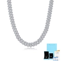 Λεπτομέρεια από ασημένια καδένα S925 με Moissanite, κουτί δώρου και πιστοποιητικό GRA - 60CM / Κουβανέζικο Κολιέ Πλάτους 15MM (Με Πιστοποιητικό & Κουτί Δώρου) / Ασημί