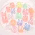 Translucent acrylic alphabet beads with glitter in macaron colors for DIY jewelry making - Random Letters Luminous